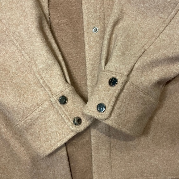 Zara Women’s Button Front Wool Look Shacket L Long Sleeve Pockets - Picture 5 of 10